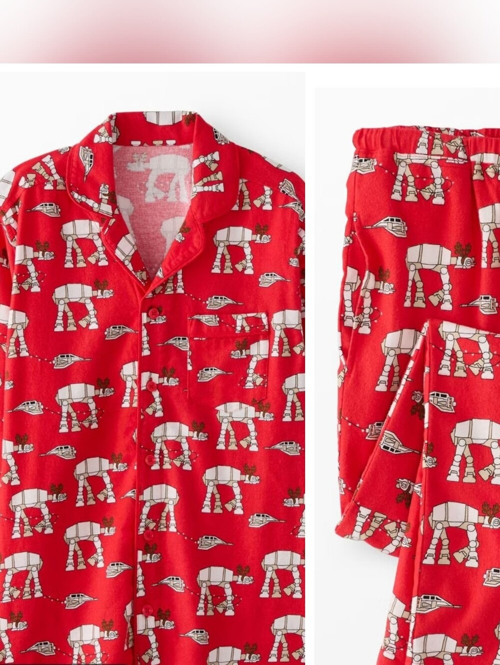 Hanna Andersson Star Wars Pajama Set Flannel Buttons Red Blouse Pants